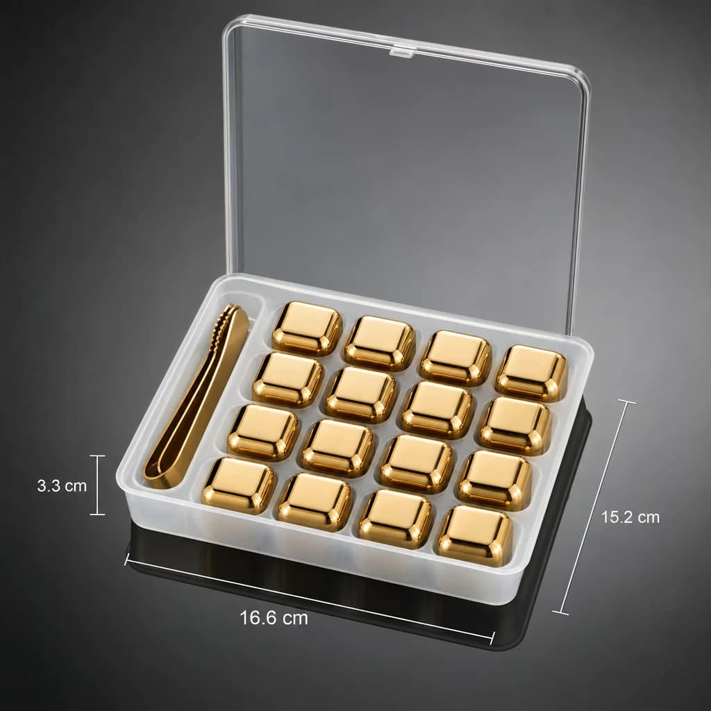 Gold — metallic ice cubes