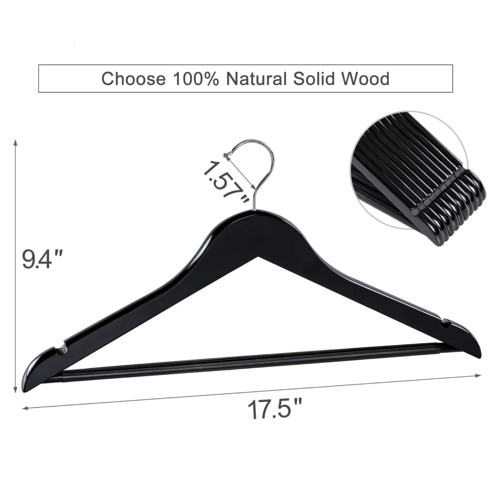 Clothing Hangers — Wooden Plain Wood — view 4